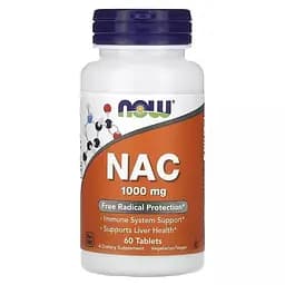 NAC (N-Ацетил-L-Цистеїн) 1000 мг NAC Now Foods 60 таблеток