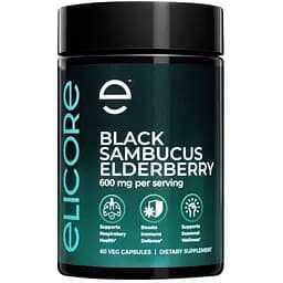 Экстракт черной бузины Elicore Labs Black Sambucus Elderberry 600 mg, 60 вегакапсул