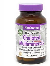 Вітаміни та мінерали Bluebonnet Nutrition Albion Chelated Multiminerals iron free, 60 каплет