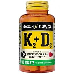 Вітаміни та мінерали Mason Natural Vitamin K2 100 mcg plus Vitamin D3, 100 таблеток
