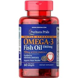 Риб'ячий жир Puritans Pride Triple Strength Omega 3 Fish Oil 1360 mg 60 softgels