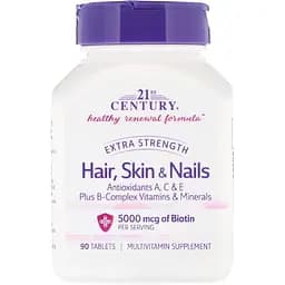 Вітаміни та мінерали 21st Century Hair Skin & Nails Extra Strength 90 таблеток
