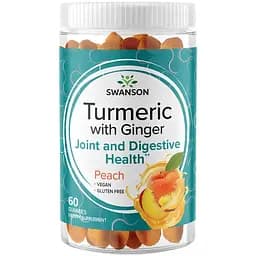 Натуральная добавка Swanson Turmeric with Ginger Peach 60 жевательных конфет