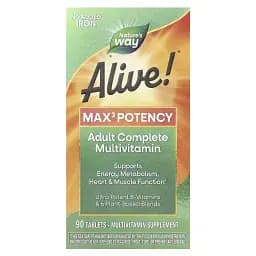Мультивітаміни підвищеної ефективності Nature's Way Alive! Max3 Potency Multivitamin No Added Iron 90 таблеток - мініатюра 2