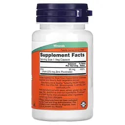 Цинк піколінат NOW Zinc Picolinate 50 mg, 60 вегакапсул для підтримки імунітету - мініатюра 2