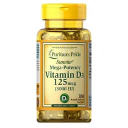 Вітаміни Puritans Pride Mega-Potency vitamin D3, 125 мкг 5000 IU 60 капсул