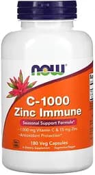 Вітаміни та мінерали NOW Vitamin C-1000 & Zinc Immune, 180 вегакапсул