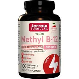 Вітаміни та мінерали Jarrow Formulas Vegan Methyl B-12 500 mcg, 100 жувальних таблеток, Вишня