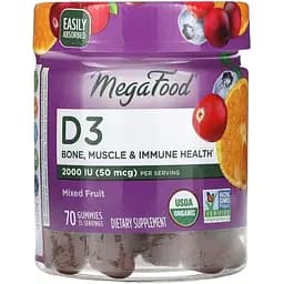 Вітаміни та мінерали MegaFood Vitamin D3 1000 IU 70 желейок Фруктовая смесь