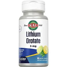 Вітаміни та мінерали KAL Lithium Orotate 5 мг 90 мікро таблеток Лимон-лайм