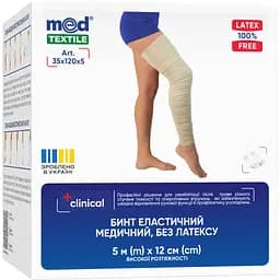 Бинт еластичний MedTextile високої розтяжності без латексу 5 м x 12 см