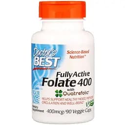 Повністю активований фолат Doctor's Best Quatrefolic 400 мкг 90 гелевих капсул