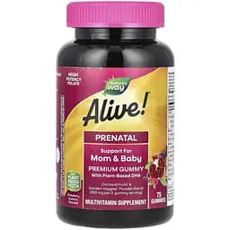 Мультивітаміни для вагітних Nature's Way Alive! Prenatal with Plant DHA зі смаком полуниці та лимона 75 жувальних цукерок