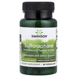 Сульфорафан Swanson Sulforaphane 400 mg, 60 вегакапсул на основі екстракту паростків броколі - мініатюра 1