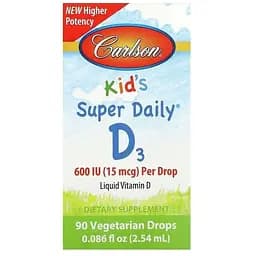 Вітамін D3 для дітей Carlson Kid's Super Daily D3 600 МО у краплях 2.54 мл