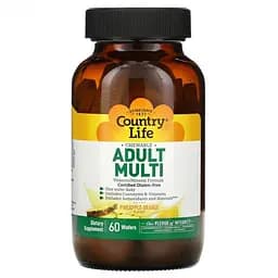 Вітаміни та мінерали Country Life Adult Multi, 60 жувальних таблеток - Ананас-апельсин - мініатюра 1