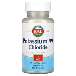 Вітаміни та мінерали KAL Potassium Chloride 99 mg, 100 таблеток