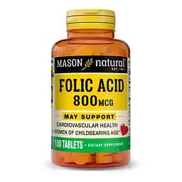 Вітаміни та мінерали Mason Natural Folic Acid 800 mcg 100 таблеток