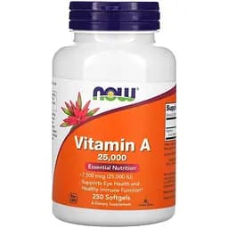 Витамины и минералы Now Vitamin A 25000 IU 250 капсул