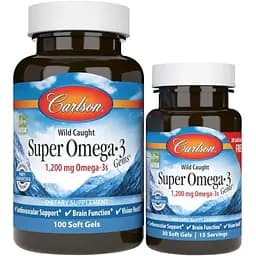 Жирные кислоты Carlson Labs Wild Caught Super Omega-3 Gems 1200 мг 100+30 капсул