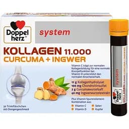 Харчова добавка Doppelherz System Колаген 11.000, Куркума + Імбир 750 мл (25 мл x 30 флаконів) - мініатюра 2