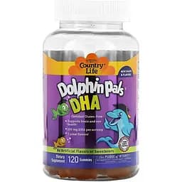 Риб'ячий жир для дітей Country Life в формі дельфінчиків 120 жувальних цукерок