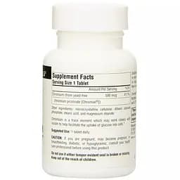 Піколінат хрому Source Naturals Ultra Chromium Picolinate 500 mcg Yeast-Free 60 таблеток для підтримки рівня цукру в крові