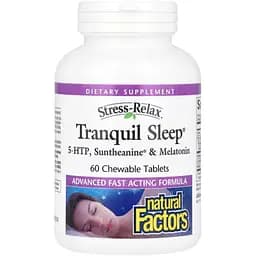 Здоровый сон Natural Factors Stress-Relax Tranquil Sleep 60 жевательных таблеток