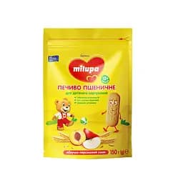 Печиво пшеничне Міlupa з яблучно-персиковим смаком для дитячого харчування від 12 місяців 150 г