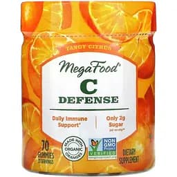 Щоденний захист імунітету з вітаміном C MegaFood C Defense пікантний цитрус 70 жувальних мармеладок