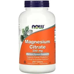 Вітаміни та мінерали Now Magnesium Citrate 200 мг 250 таблеток