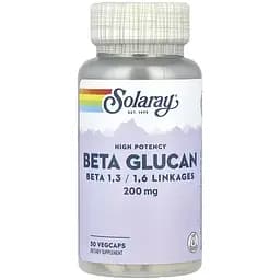 Бета-глюкан Solaray High Potency Beta Glucan 200 мг 30 веганських капсул - мініатюра 1