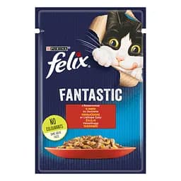Влажный корм для кошек Felix Fantastic с говядиной в желе 85 г