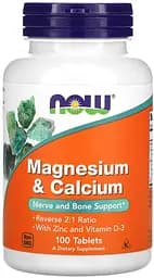 Вітаміни та мінерали NOW Magnesium & Calcium, 100 таблеток