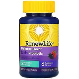 Пробіотик для дітей Renew Life Ultimate Flora 3 млрд КУО смак ягід 30 жувальних таблеток