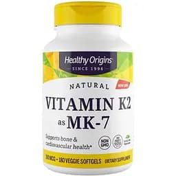 Вітаміни та мінерали Healthy Origins Vitamin K2 as MK-7 Natural 100 мкг 180 вегакапсул