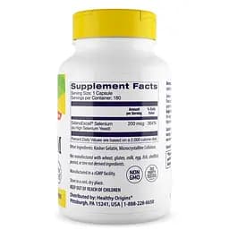 Селен Healthy Origins Selenium 200 mcg 180 капсул для підтримки імунної системи