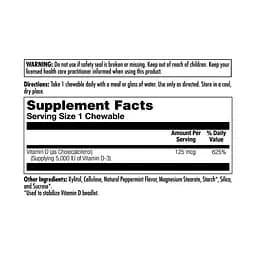Вітамін Д-3 KAL D-3 5000 IU 125 mcg 60 chewables - мініатюра 2