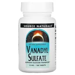 Ванадилсульфат Source Naturals Vanadyl Sulfate 10 mg 100 таблеток для підтримки рівня цукру в крові.