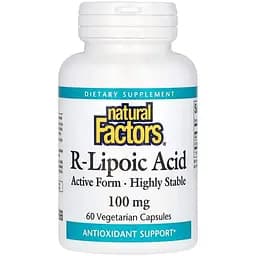 Натуральная добавка Natural Factors R-Lipoic Acid 100 mg, 60 вегакапсул для антиоксидантной защиты