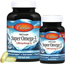 Супер Омега-3 Carlson Super Omega-3, 1200 мг 100+30 желатиновых капсул