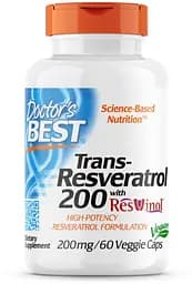 Натуральна добавка Doctor's Best Trans-Resveratrol with Resvinol 200 mg, 60 вегакапсул