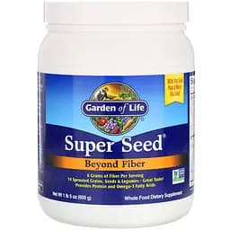 Натуральна суміш Garden of Life Super Seed Beyond Fiber з пророслого насіння, зерен і бобових 600 г (GOL11138)