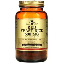 Красный дрожжевой рис Solgar Red Yeast Rice 600 мг 120 вегетарианских капсул