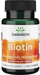 Вітаміни та мінерали Swanson Biotin 10000 mcg High Potency, 60 капсул