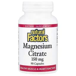 Цитрат магнію Natural Factors Magnesium Citrate 150 mg, 90 капсул для підтримка м'язів та нервової системи