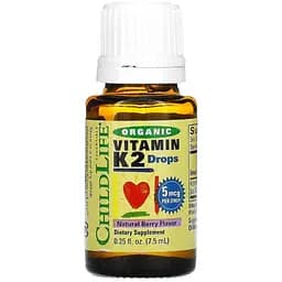 Вітамін K2 для дітей ChildLife органічний в краплях з ягідним смаком 7.5 мл (CDL14500)