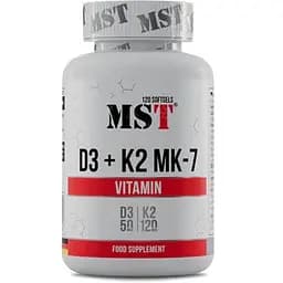 Витамины и минералы MST Vitamin D3 + K2 MK7 120 капсул