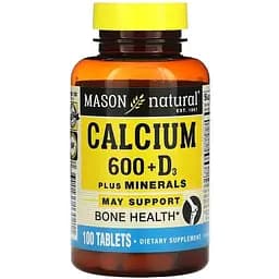 Вітаміни та мінерали Mason Natural Calcium 600 mg Plus Vitamin D3 Plus Minerals, 100 таблеток