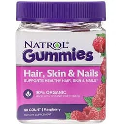 Комплекс для волосся, шкіри і нігтів Natrol смак малини 90 жувальних таблеток